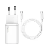 

                                    Baseus Super Si Quick Charger 1C 25W With Cable Type-C to Type-C (White)