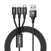 

                                    Baseus Rapid Series 3-in-1 Micro+Dual Lightning 3A Cable 1.2 Meter - Black